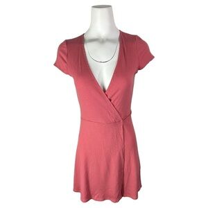 Reformation Tulip Coral Pink Mini Wrap Dress Size Small